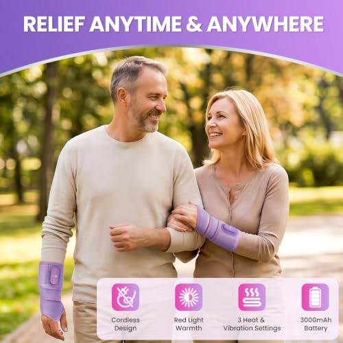 WoloyHeatie Wrist Heating Pad Red Light Massage Carpal Tunnel, Purple - color: Purple