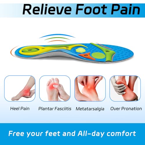 Plantar Fasciitis Insoles for Men & Women, Arch Support Inserts - size: Men 9.5-12/Women10.5-13