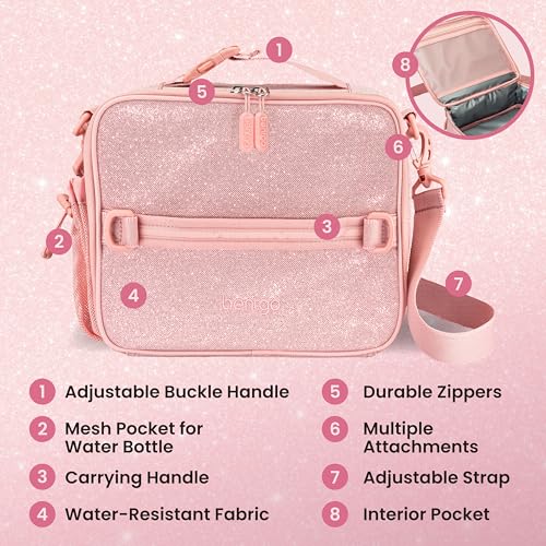 Bentgo Kids Prints Double-Insulated Reusable Lunch Bag - color: Glitter Edition - Petal Pink