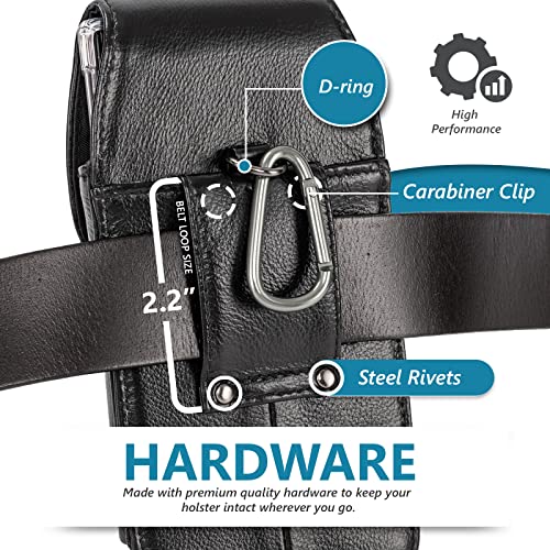 Real Leather Cell Phone Holster Belt Holder Belt Clip Pouch Case - color: Black