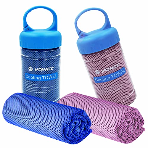 YQXCC 2 Pack Cooling Towels (47"x12"), Ice Cool Towel for Neck & Face - color: Dark Blue/Pink