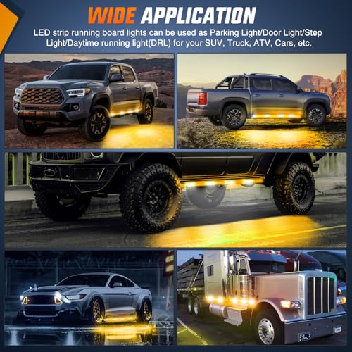Nilight 2PCS 70 Inch Running Board LED Lights Strip Amber White for Truck - color: Amber White