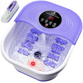 SPA4PIEDS Collapsible Heated Foot Spa Bath with Bubble, Foot Soaking Tub Featuring 8 Shiatsu Rollers, Pumice Stone and Built-in Timer for Mom, Dad and Foot Relaxation (Purple) - color: Purple