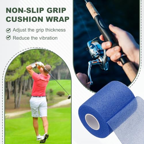 Pre Wrap Tape, Non-Slip Grip Cushion Wrap Prewrap Athletic Tape Fitting for (Tennis- Badminton - Pickleball - Sports) - color: Dark Blue