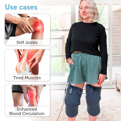 COMFIER Heated Knee Massager Heating Pad for Knee,Heat Knees Warmers Wrap with Massage and Vibration-Greige - color: Greige