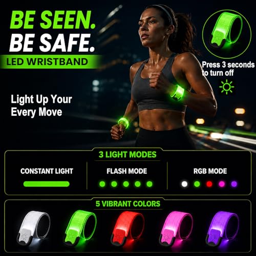 Rechargeable LED Armbands 2-8 Packs, High Visibility Running Gear - color: White x 2