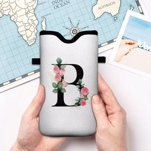 Cell Phone Sleeves Bag Case Crossbody Neoprene Holder Lanyard Phone Pouch for Women Men 7.5 X 4.5 Inches - Letter_B - color: Letter_B