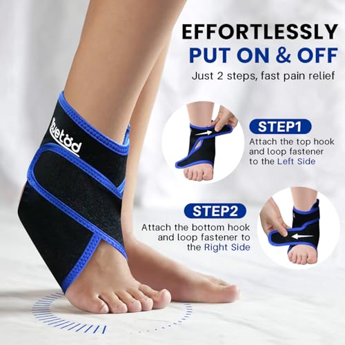 Ankle Ice Pack Wrap Reusable Gel Cold Compression for Foot Discomfort - color: Black