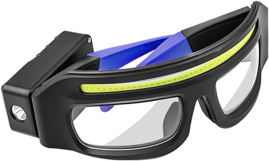 LED Glasses Rechargeable Headlight with Motion Sensor and Touch Control, 5 Modes USB C Lighted Glasses for Night Running,Camping, Fishing, Cycling, Hiking, Hands-Free Lighting (Blue) - color: Blue