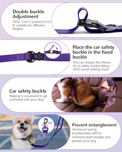 Hands Free Dog Leash, Multifunctional Crossbody Dog Leash - color: Purple, size: Large-5.9-9.5ft