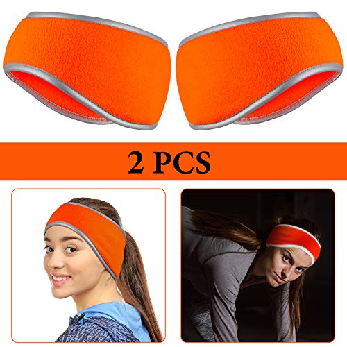 Geyoga 2Pcs Winter Running Ear Warmer Headband for Women Men - color: Fluorescent Orange