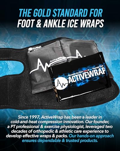 ActiveWrap Foot and Ankle Ice Pack Wrap & Heat Wrap, Small/Medium – Includes 2 Ultra Flex Gel Ice Packs for Injuries Reusable – Hot & Cold Therapy for Targeted Foot Pain Relief, Sprained Ankle & Heel - size: Small/Medium