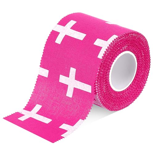 TrelaCo 1 Pcs Cross Wrist Tape Christian Athletic Tape, Rose Red with White - color: Rose Red With White