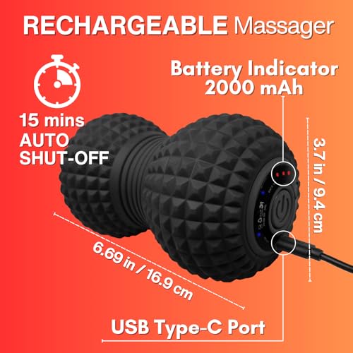 ZeenKind Vibrating Peanut Massage Ball Plantar Fasciitis Muscle Pain Relief - color: Peanut Ball-stronger Vibration