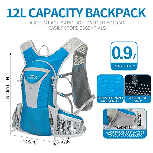 IX INOXTO Hydration Pack Backpack, Lightweight Water Backpack with 2L Hydration Bladder Daypack for Men Women,Running Hydration Vest for Trail Running Hiking Cycling Race Climbing - color: Blue