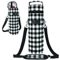 opux Single Bottle Wine Bag Carrier Insulated Cooler Tote Plaid White Black - color: Buffalo Plaid White