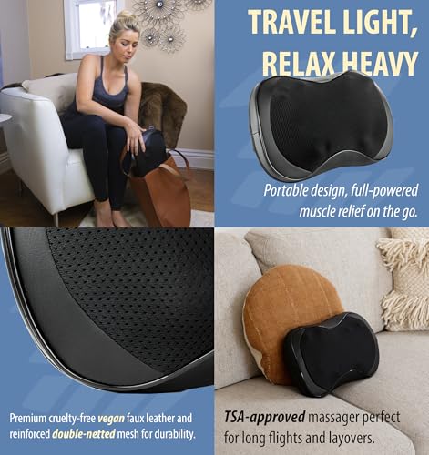 Zyllion ZMA-25 Back and Neck Massager with Heat for Pain Relief, Black - color: Zma-25: Black (8 Nodes)