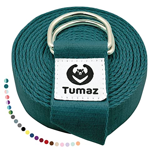 Tumaz Yoga Strap for Stretching with Adjustable D-Ring, 6/8/10 ft - color: 24.Teal, size: 6 Feet