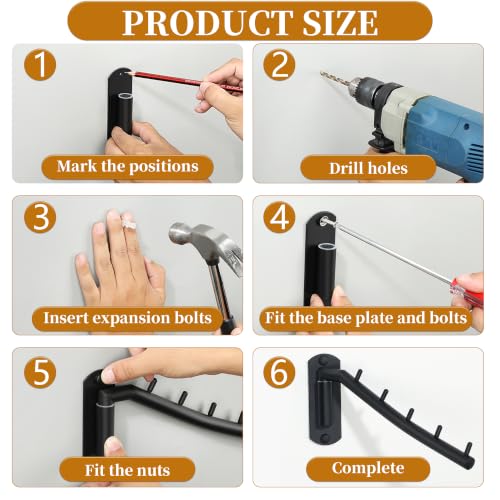 Alise Wall Mounted Drying Rack,Swivel Clothes Drying Hanger,Black,1P - color: Black, size: 1005 (1 Pack)