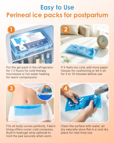 Reusable Postpartum Perineal Ice Packs, Flexible When Frozen Hot Cold Pads