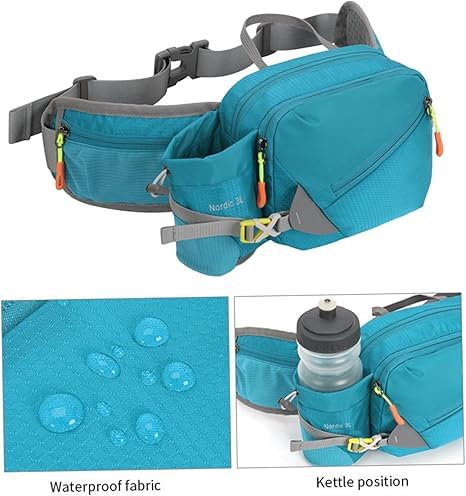 Waterproof Hiking Fanny Pack with Bottle Holder - Adjustable Running Belt & Dog Walking Waist Pack for Men & Wome