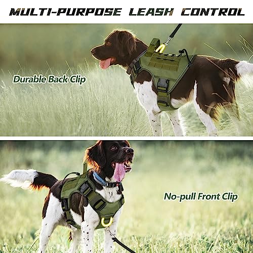 WINGOIN Green Tactical Dog Harness for Extra Large Dogs,No Pull Dog Harness - color: Green, size: XX-Large: 110-160 lbs (Chest:36-43",Neck:26-37")