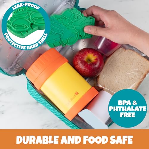 Kids Hard Ice Packs 3 Pack, Slim Reusable Freezer Packs for Lunch Boxes - color: Monster Truck Green