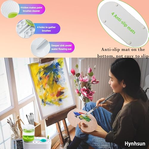 Upgraded Paint Brush Cleaner Tool,Brush Rinser Cup Painting Running Water Circulation Art Supplies for Acrylic,Watercolor and Water Based for Adults Artist Beginners and Kid(Green) - color: Green