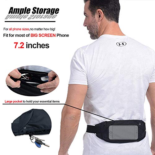 Waterproof Running Belt Bag Waist Pack,Sport Fanny Pack Pouch for Men Women,Runners Phone Holder for iPhone 17 16 15 14 13 12 11 Pro Max XS XR X 8 Plus Galaxy,Workout,Jogging,Exercise,GYM,Dog Walking