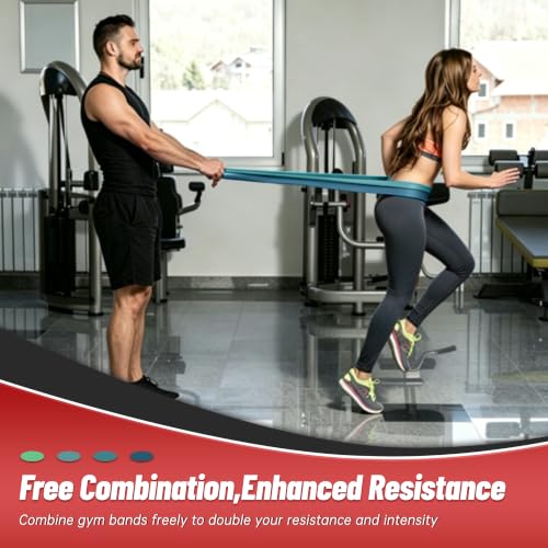 4-Level Resistance Bands for Working Out, Pull Up Assistance Bands - color: Blue Gradient