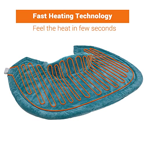 Weighted Heating Pad for Neck and Shoulders Pain Relief, 2lb Electric Heating Pad with Auto- Off - 20'' x 25'', Blue