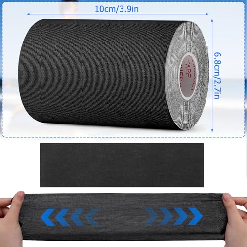 3 Pack Wide Kinesiology Tape, 4in x 5.5yd Athletic Tape, Black - color: Black - 4in