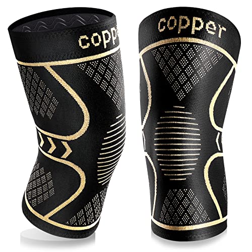 Copper Compression Knee Brace for Knee Pain Women & Men (2 Pack, Medium) - size: Medium