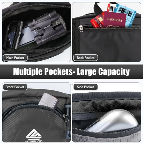 Fanny Pack Waist Bag with Water Bottle Holder for Men Women Running Hiking Travel Dog Walking Workout Cycling Outdoor (Black) - color: Black