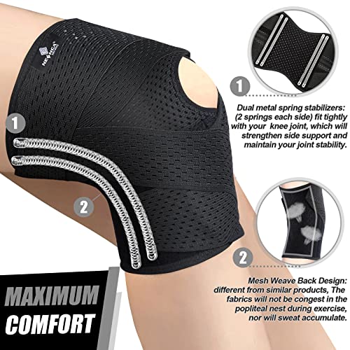NEENCA Adjustable Knee Brace, Compression Knee Support with Air Mesh Fabric - color: Black, size: Small