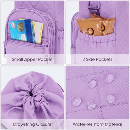 sportsnew 40oz Insulated Crossbody Water Bottle Sling Bag w/Phone Pocket - color: Quilt Purple