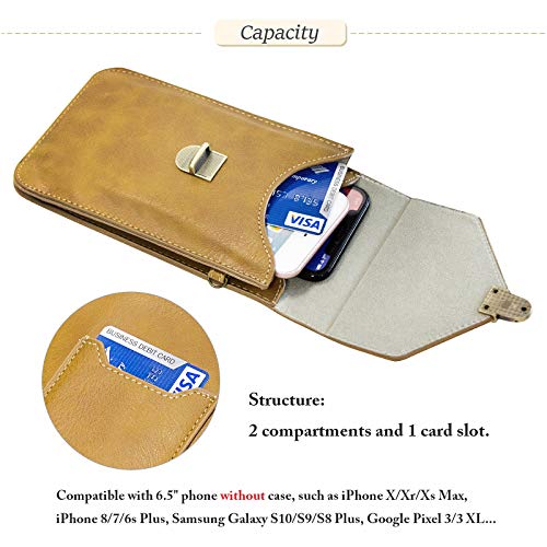 Small Cell Phone Purse, Synthetic Leather Crossbody Bag Dual Pockets Card Holder Neck Pouch with Adjustable Strap for iPhone X Xr 8 7 6s Plus, Galaxy S10 S9 S8 Plus, LG G8 ThinQ, Beige - color: 02 Beige