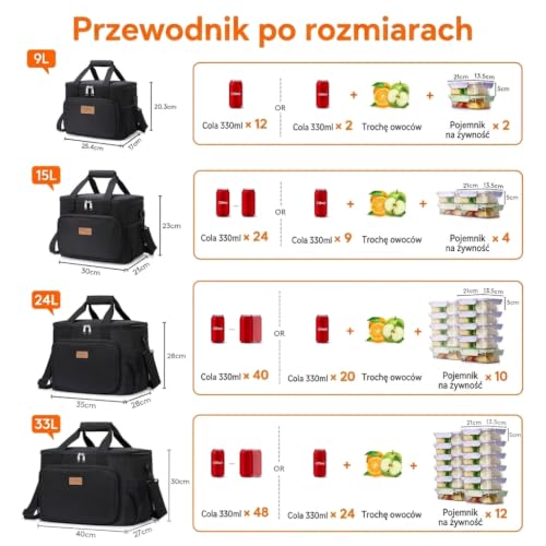 Lifewit Insulated Lunch Box for Men, Lunch Bag Cooler Women, 48-Can 33L - color: Black, size: Mega (33L)