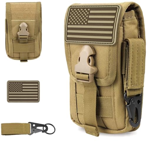 WYNEX Tactical Phone Pouch Molle, Phone Blet Holder Fit 4.0-6.7" Screen - color: Khaki