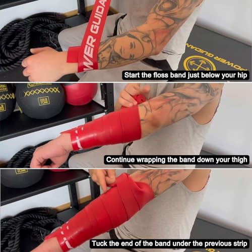 POWER GUIDANCE Muscle Floss Bands - Compression Bands - Mobility & Recovery Bands - for Improving Movement, Increasing Circulation & Reducing Soreness - color: Black Medium Resistance (1)