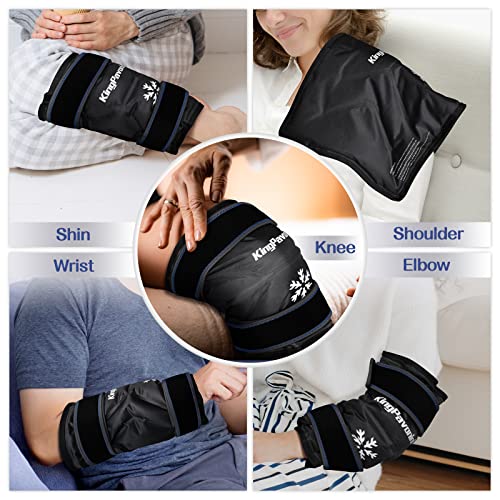 KingPavonini XXL Knee Ice Pack Wrap Around Entire Knee, 1 Pack, Black - style: Black