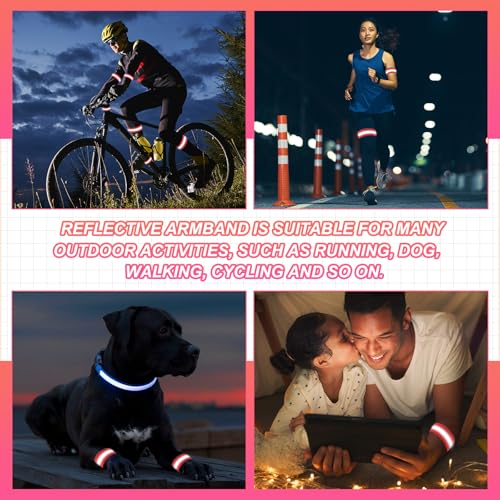 PATIKIL Reflective Bands for Wrist Arm Ankle Leg High Visibility Band - color: Pink