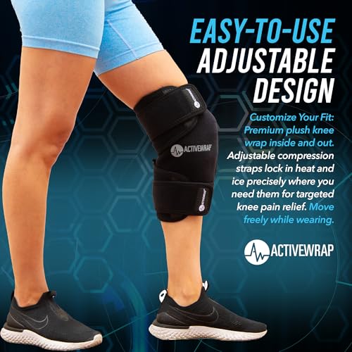 ActiveWrap Knee Ice Pack Wrap - Includes 2 Reusable Gel Ice Packs for Cold & Heat Therapy, PT-Designed Compression Relief for Knee Pain, Swelling & Surgery Recovery, One Size Fits Most