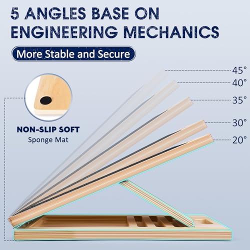 Portable Wooden Slant Board for Calf Stretching Squats Calf Stretcher Pilates Physical Therapy Equipment Adjustable Incline Board for Knees Ankle Heel Feet Leg