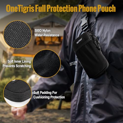 ONETIGRIS Backpack Strap Pouch, MOLLE Phone Holster for Backpack & Belt - color: Pure Black