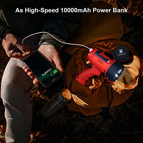 YIERBLUE Rechargeable Spotlight Flashlight with 2000,000 High Lumen LED - color: Red