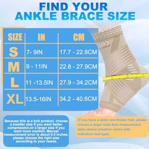 LISEPWU Copper Ankle Brace for Men & Women, Adjustable Compression Bandage - color: Skin Tone, size: X-Large