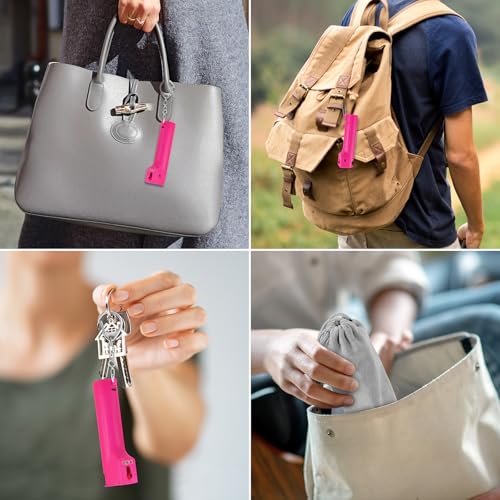 3-in-1 Pepper Spray Personal Alarm, 12ft UV Marking Dye Wind Resistant Gel Refillable, 140dB Siren, 3 Red Strobe Rechargeble, Fast Flip Safety Cover, Outdoor Running Jogging Hiking Cycling Easy Carry - color: Rose