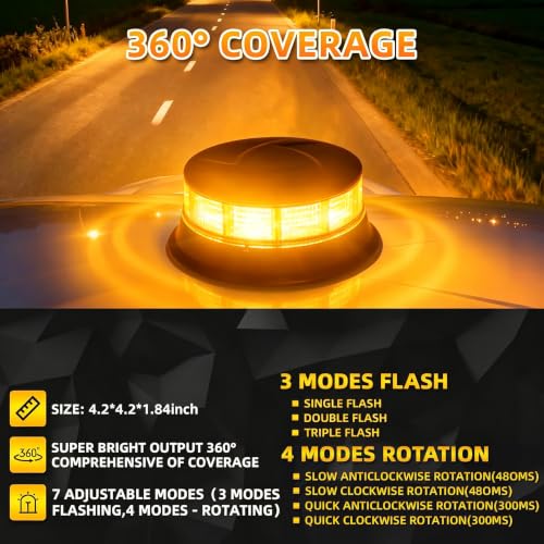 1Pcs Led Beacon Light Amber Emergency Strobe Lights - color: Beacon Light - C