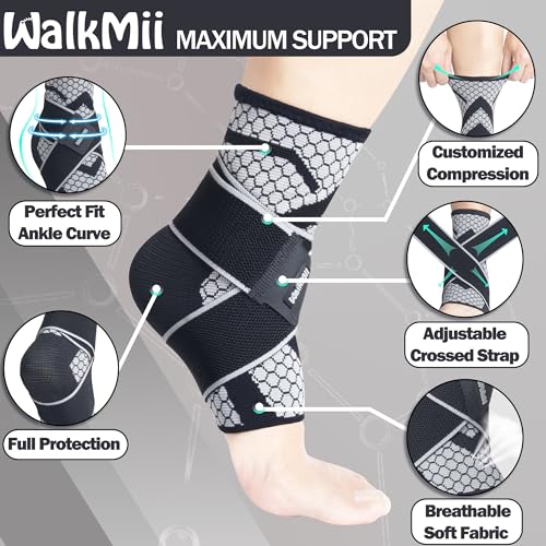 Ankle Compression Sleeves (1 Pair)-Ankle Brace for Achilles Tendonitis, Sprain, Pain Relief, Plantar Fasciitis Ankle Support Socks with Adjustable Strap for Women & Men-S - size: Small